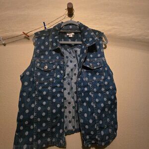 Christopher & Banks Womans zip pokadot vest